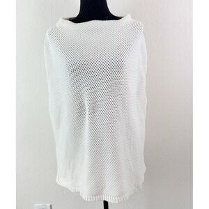 St. John Cream Sleeveless Knit Sweater Top XL Cotton Blend Boat Neck Oversized